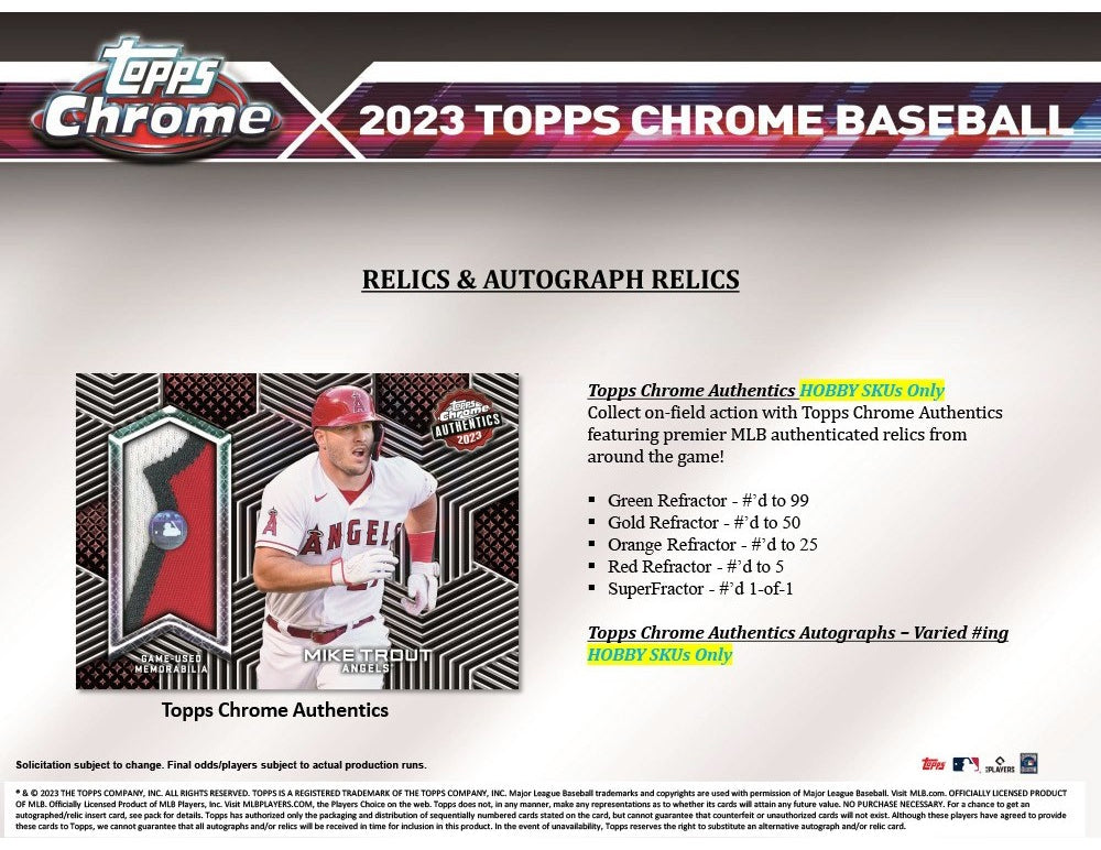 2023 TOPPS CHROME BASEBALL HOBBY BOX