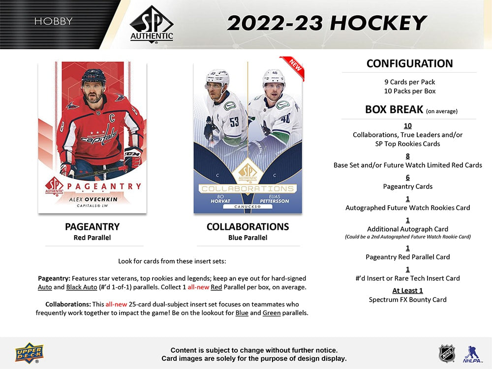 2022-23 UPPER DECK SP AUTHENTIC HOCKEY HOBBY BOX (AVAIL. IN-STORE)