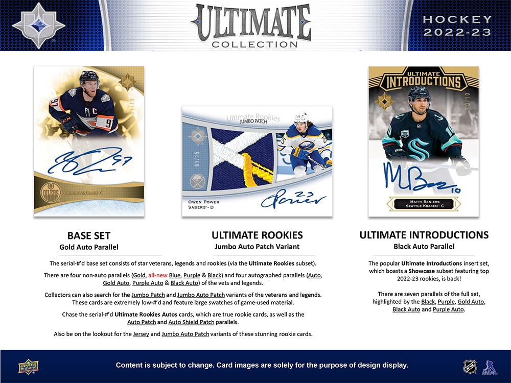 2022-23 UPPER DECK ULTIMATE COLLECTION HOCKEY HOBBY BOX (AVAIL IN-STORE)