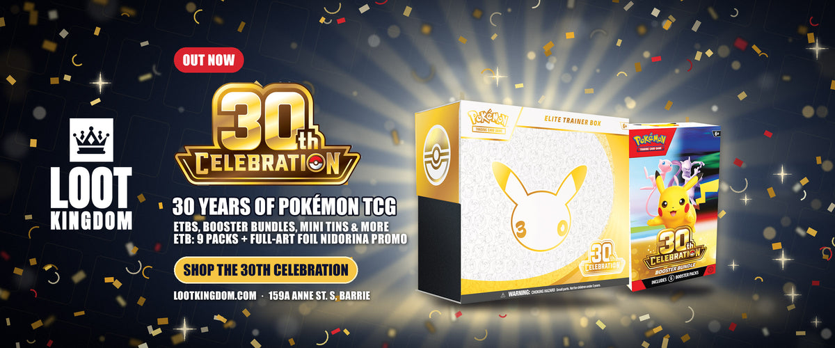 Pokémon TCG 30th Celebration out now at Loot Kingdom - Elite Trainer Box and Booster Bundle