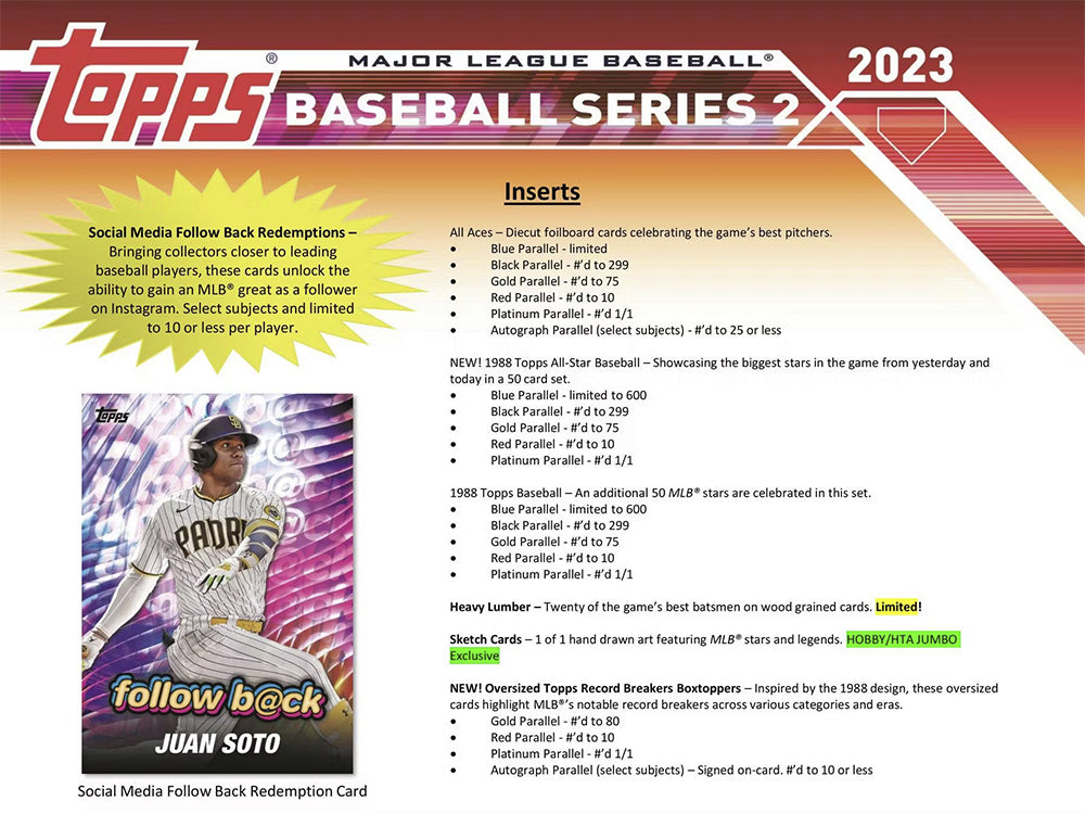 2023 TOPPS SERIES 2 BASEBALL HOBBY BOX