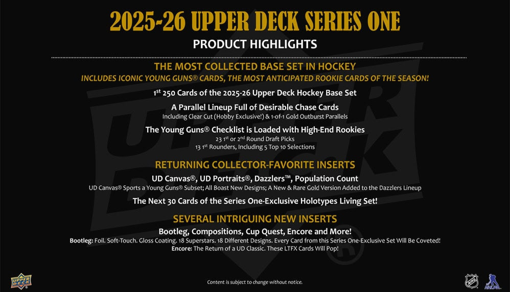 2025-26 Upper Deck Series 1 Hobby Box  (Available Instore)