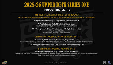 2025-26 Upper Deck Series 1 Hobby Box  (Available Instore)
