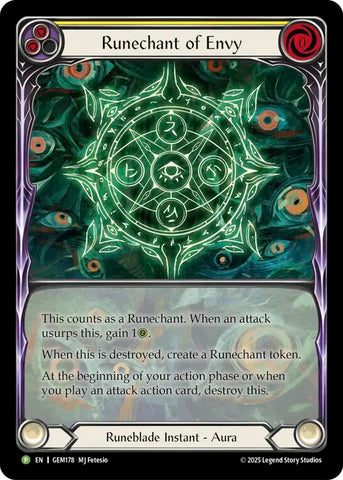 Runechant of Envy (Yellow) [GEM178-RF] (GEM Pack 5)  Rainbow Foil
