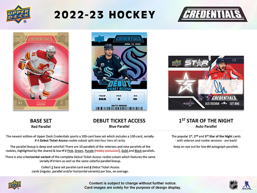 2022-23 UPPER DECK CREDENTIALS HOCKEY HOBBY BOX (Available In-Store)