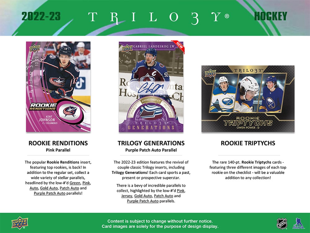 2022-23 UPPER DECK TRILOGY HOCKEY HOBBY BOX (Available Instore)