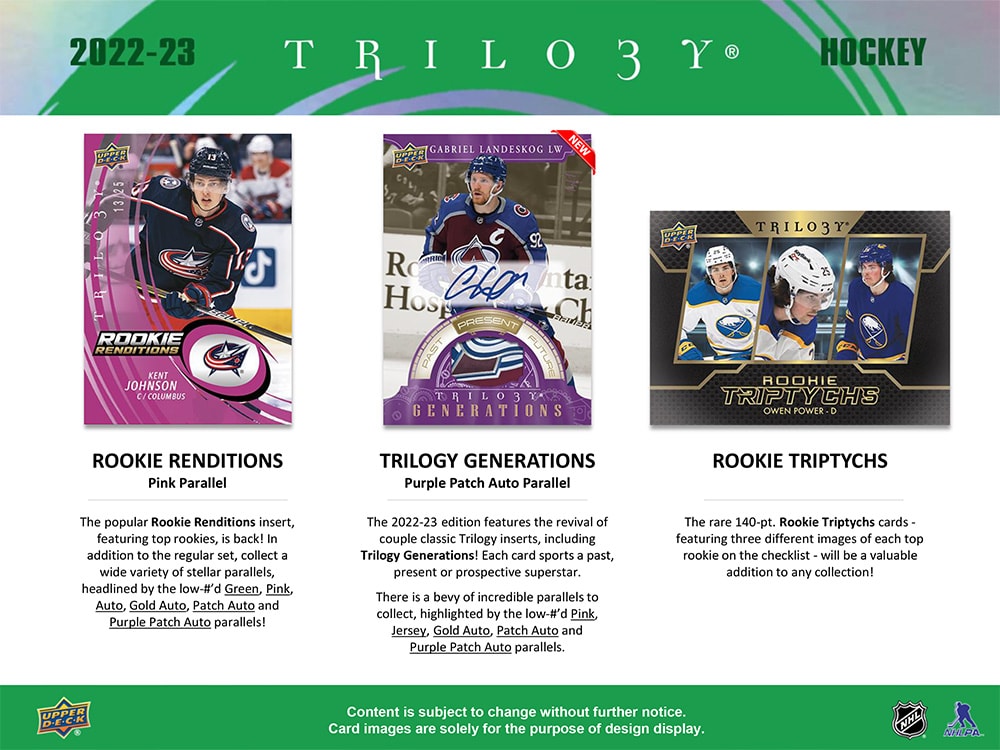 2022-23 UPPER DECK TRILOGY HOCKEY HOBBY BOX (Available Instore)