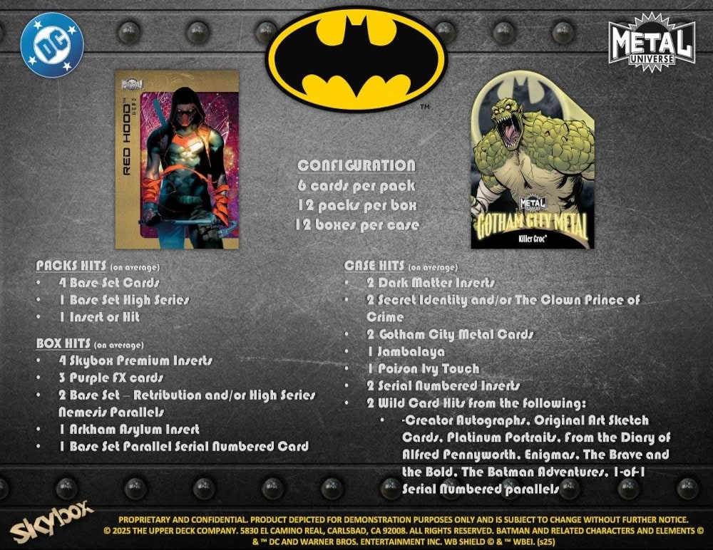 2025 UPPER DECK SKYBOX METAL UNIVERSE BATMAN HOBBY BOX (Available Instore)