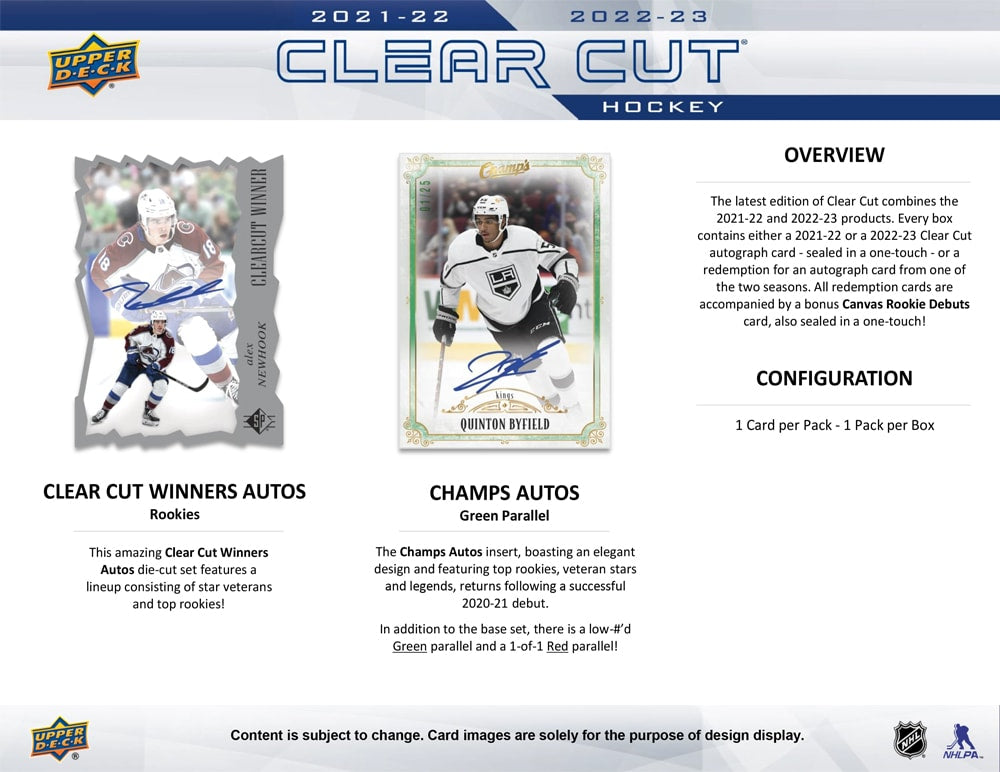 2022-23 UPPER DECK CLEAR CUT COMBINED HOCKEY HOBBY BOX