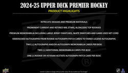 2024-25 Upper Deck Premier Hockey Hobby Box (Available Instore)