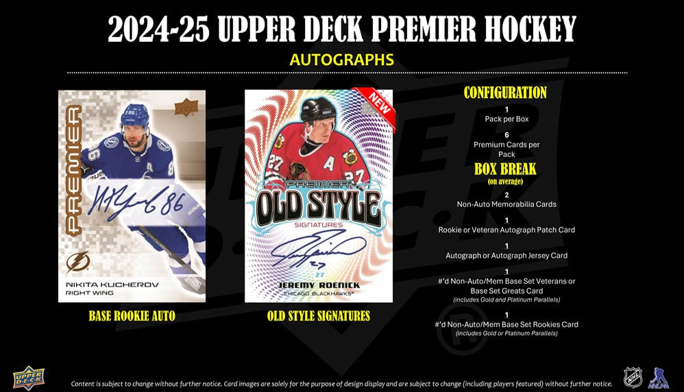 2024-25 Upper Deck Premier Hockey Hobby Box (Available Instore)