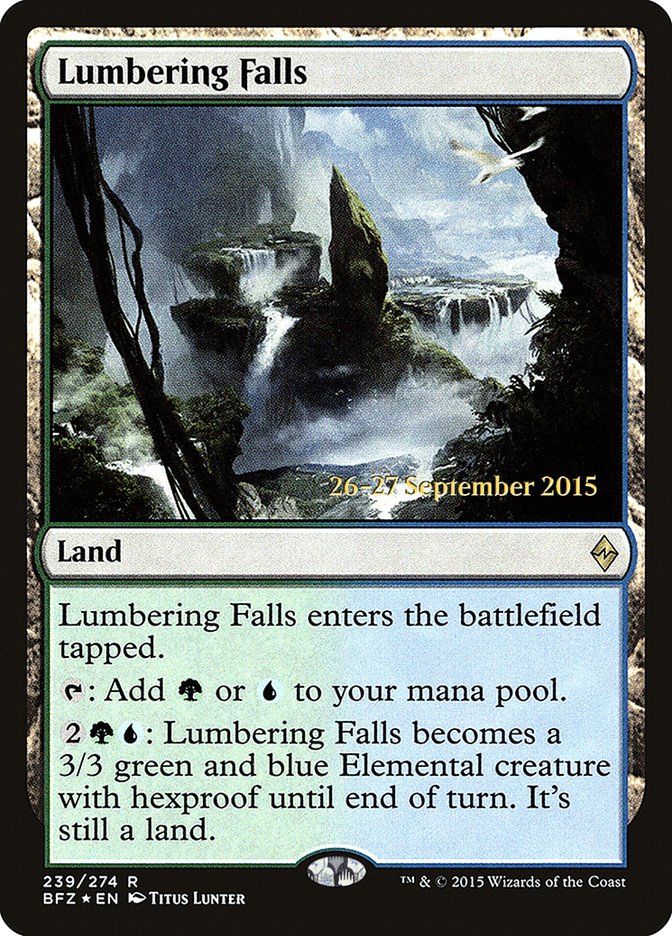 Lumbering Falls (Prerelease Promo) [Battle for Zendikar Prerelease Promos]