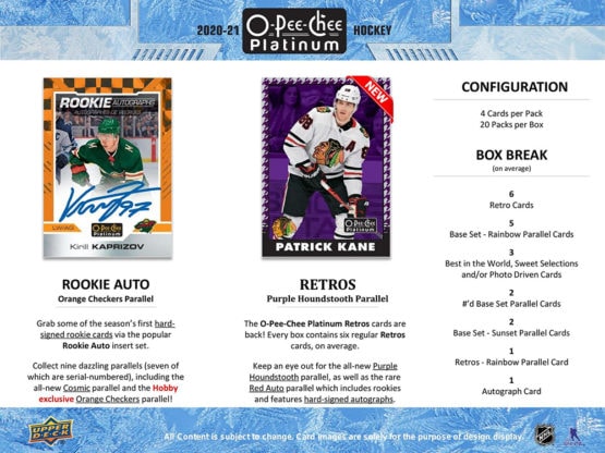 2020-21 O-PEE-CHEE Hockey Platinum Hobby Box (Available Instore)