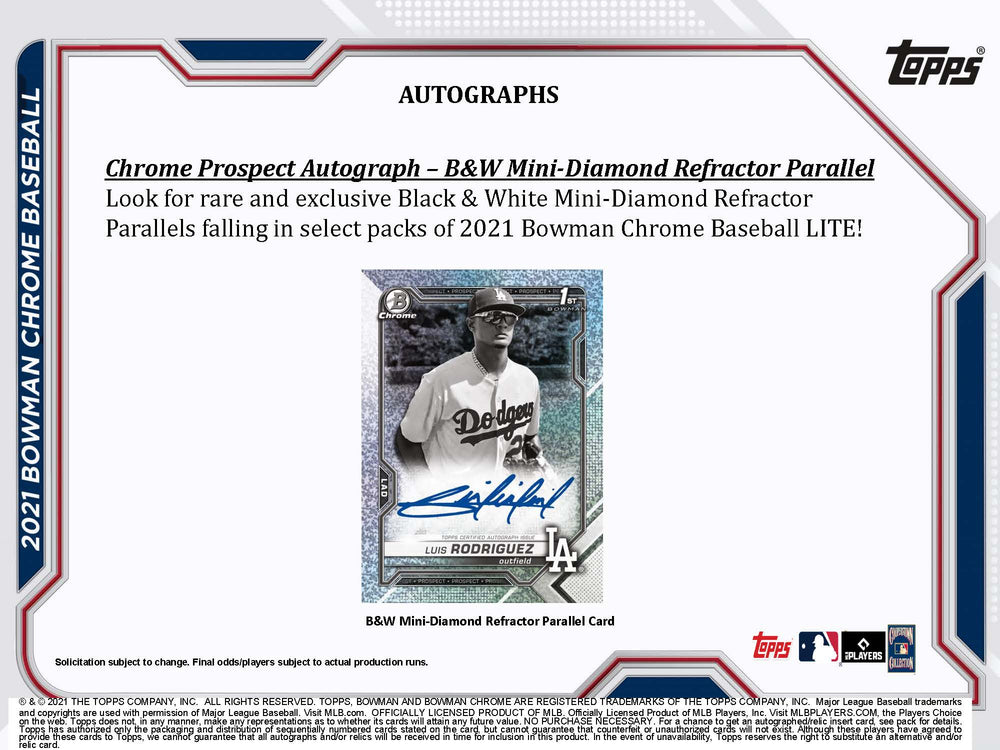 2021 Bowman Chrome Baseball Hobby Box LTE