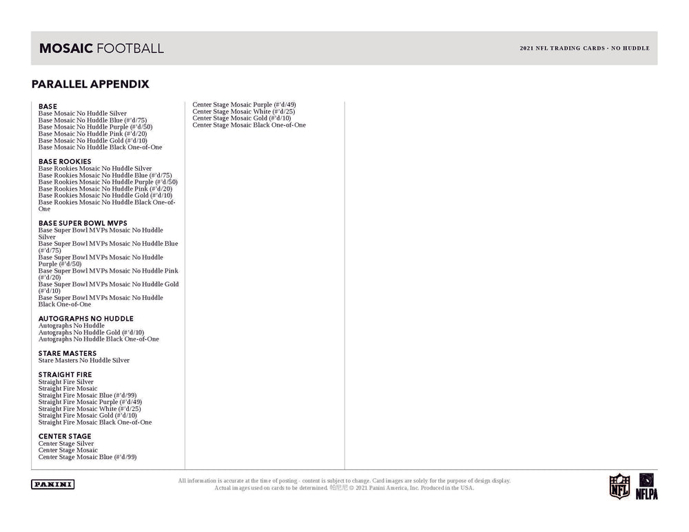 2021 Panini Mosaic NFL No Huddle Hobby Box