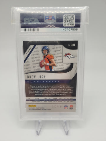 2019 Panini Prizm Drew Lock - Red Wave Refractor Rookie Card - PSA 9