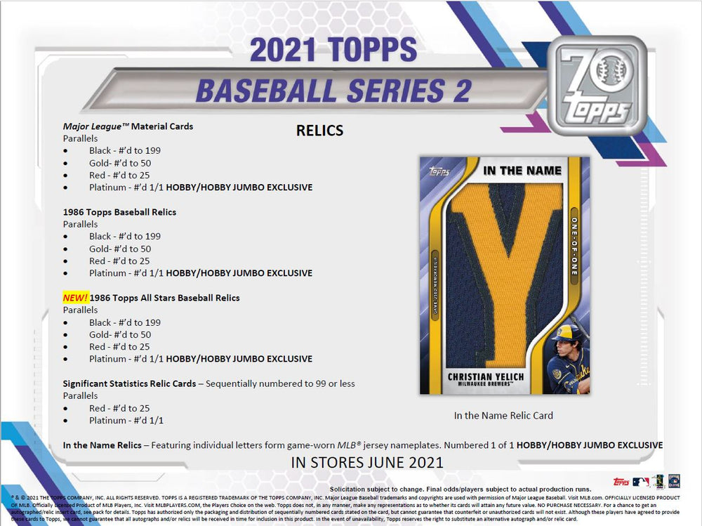 2021 Topps Baseball Series 2 Hobby Box