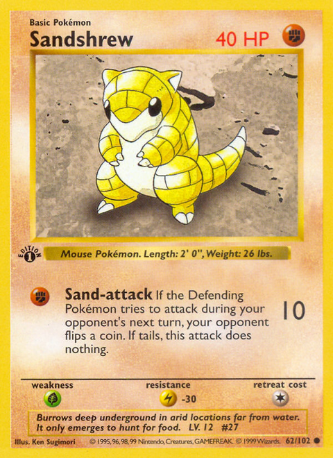 Sandshrew (62/102) (Shadowless) [Base Set 1st Edition]
