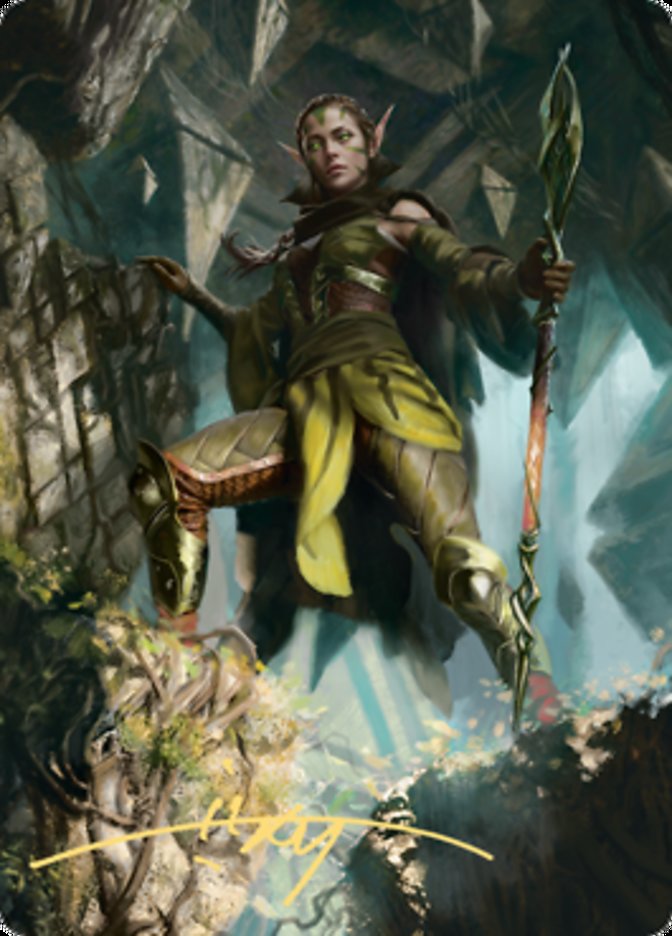 Nissa of Shadowed Boughs 1 Art Card (Gold-Stamped Signature) [Art Series: Zendikar Rising]