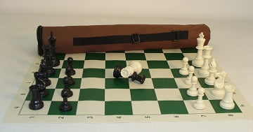 My First CHESS SET ROLL-UP Green Vinyl 3 3/4" MEN