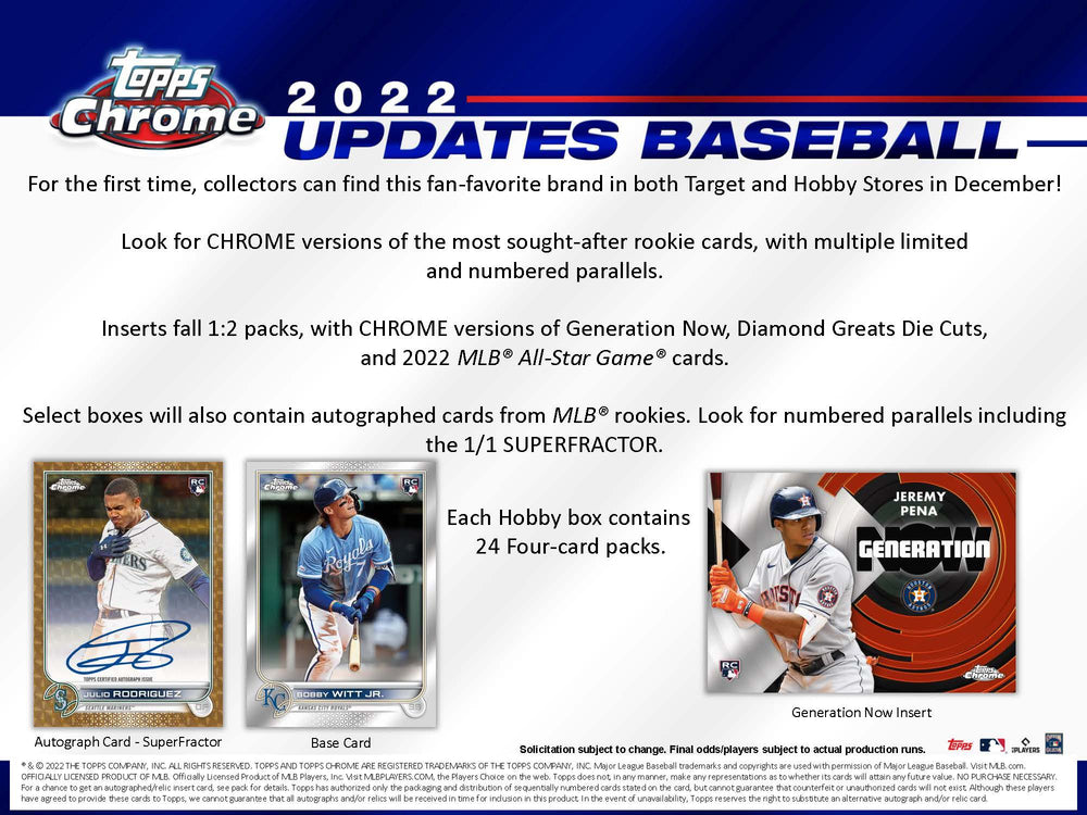 2022 TOPPS CHROME UPDATE BASEBALL HOBBY