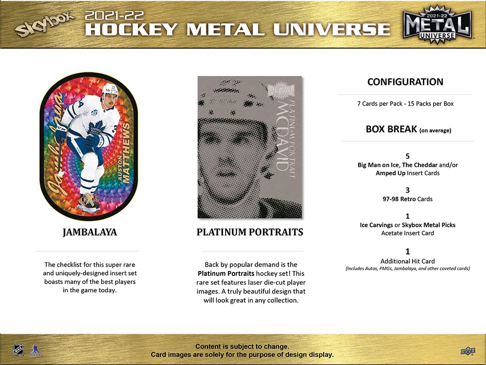 2021-22 UD SKYBOX METAL UNIVERSE HOCKEY HOBBY